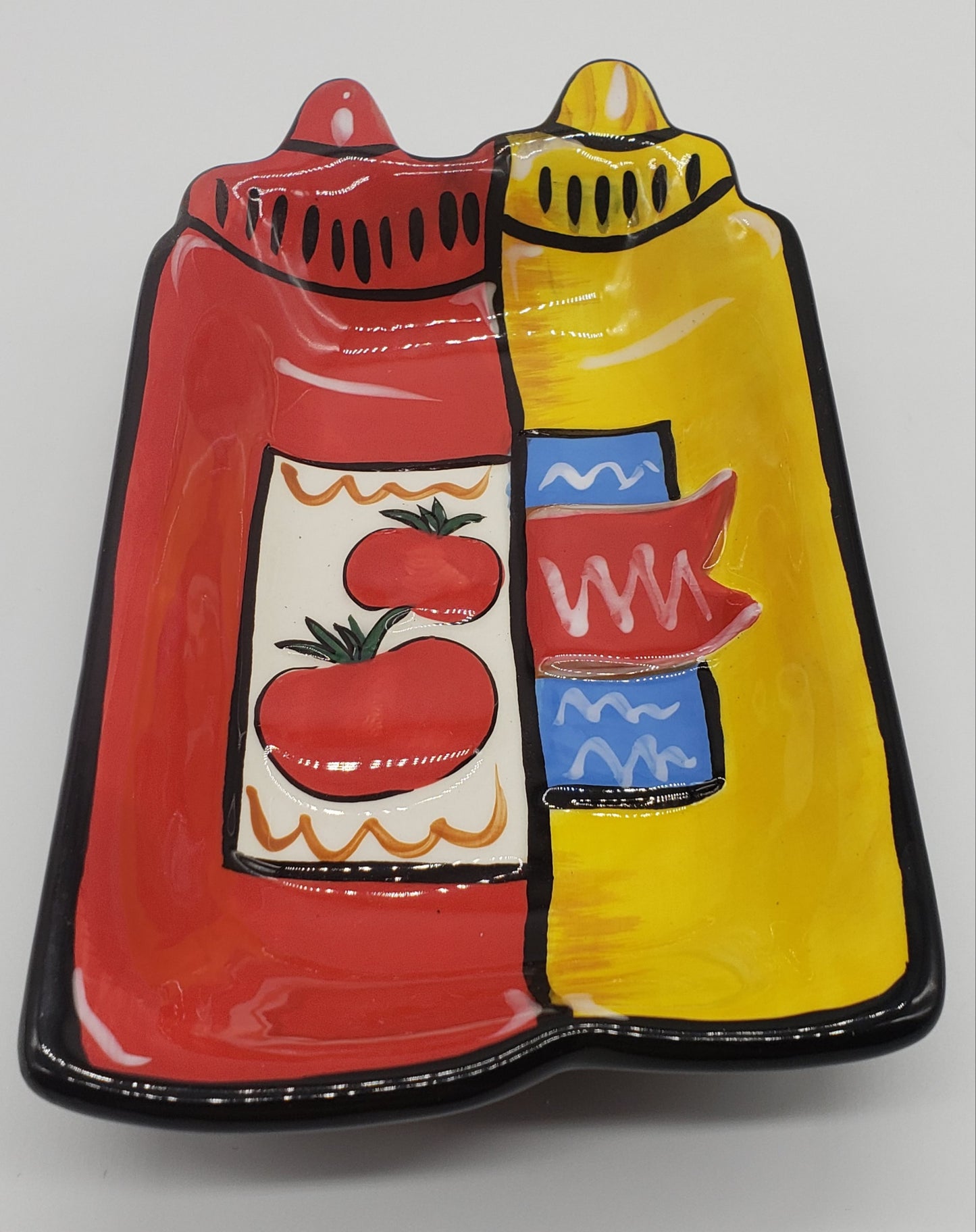 Clay Art "Grill Time" Ketchup/Mustard Dish