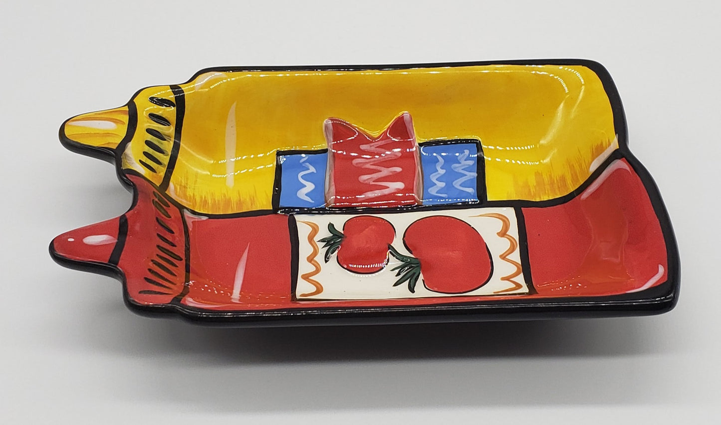 Clay Art "Grill Time" Ketchup/Mustard Dish