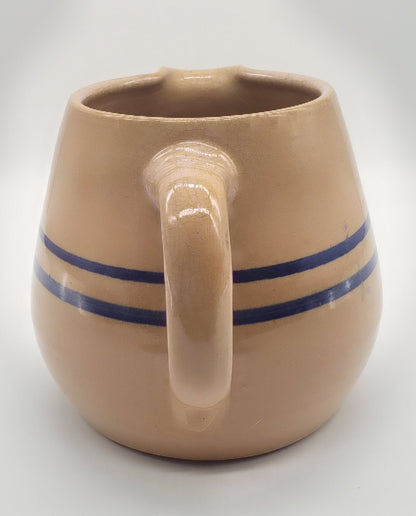 Stoneware Pottery Pitcher with Blue Stripes