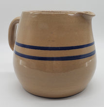 Load image into Gallery viewer, Stoneware Pottery Pitcher with Blue Stripes
