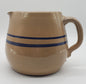 Stoneware Pottery Pitcher with Blue Stripes