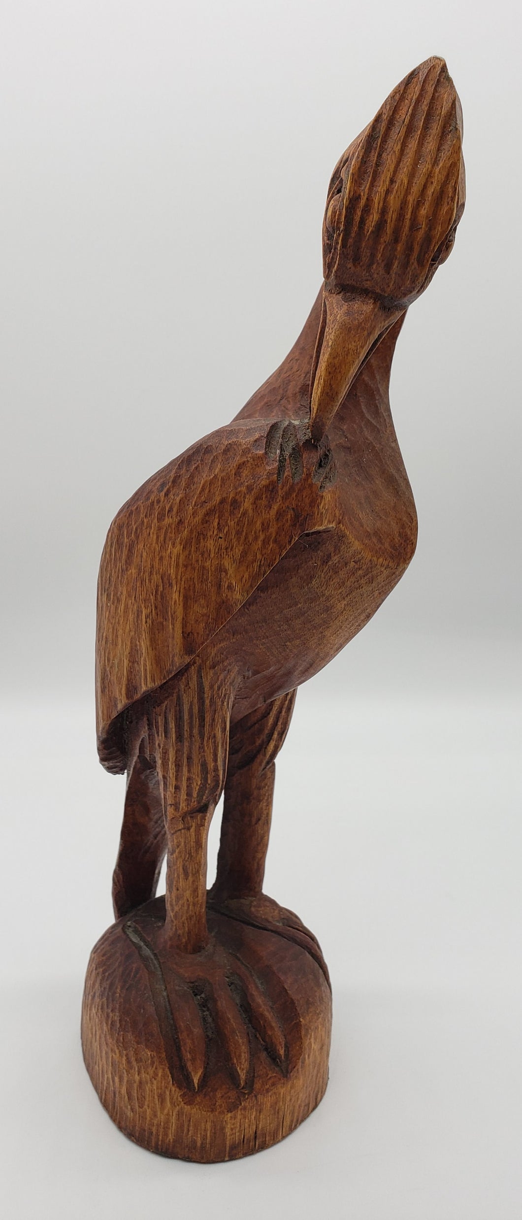 Renold Monfils Hand Carved Wooden Crane Figurine *Signed*
