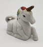 Bisque White Unicorn Statue, Rainbow Hair