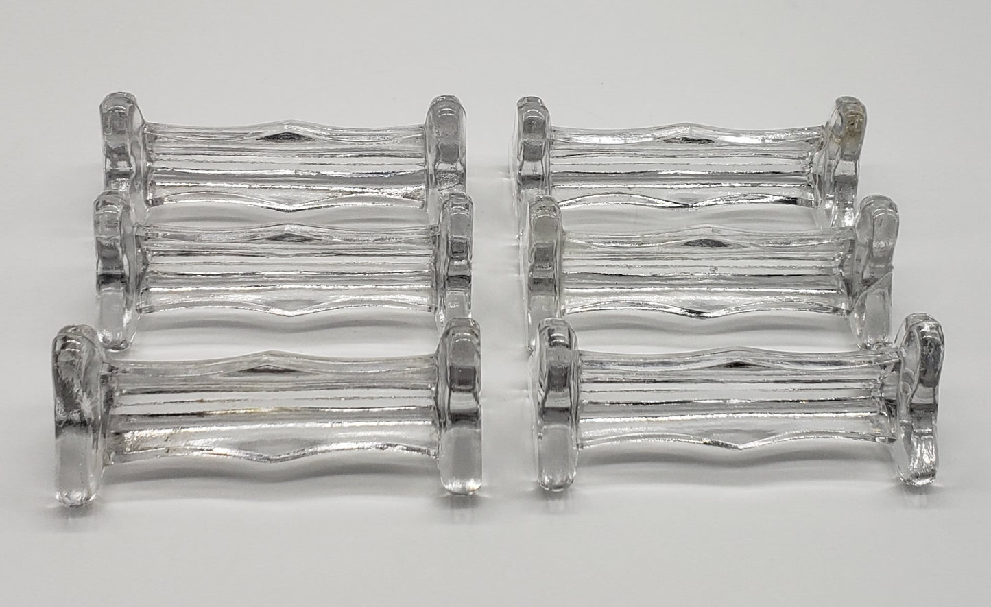 French Heavy Glass Knife Rests, Vintage