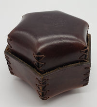 Load image into Gallery viewer, Handmade Tooled Leather Hexagon Lidded Trinket Box
