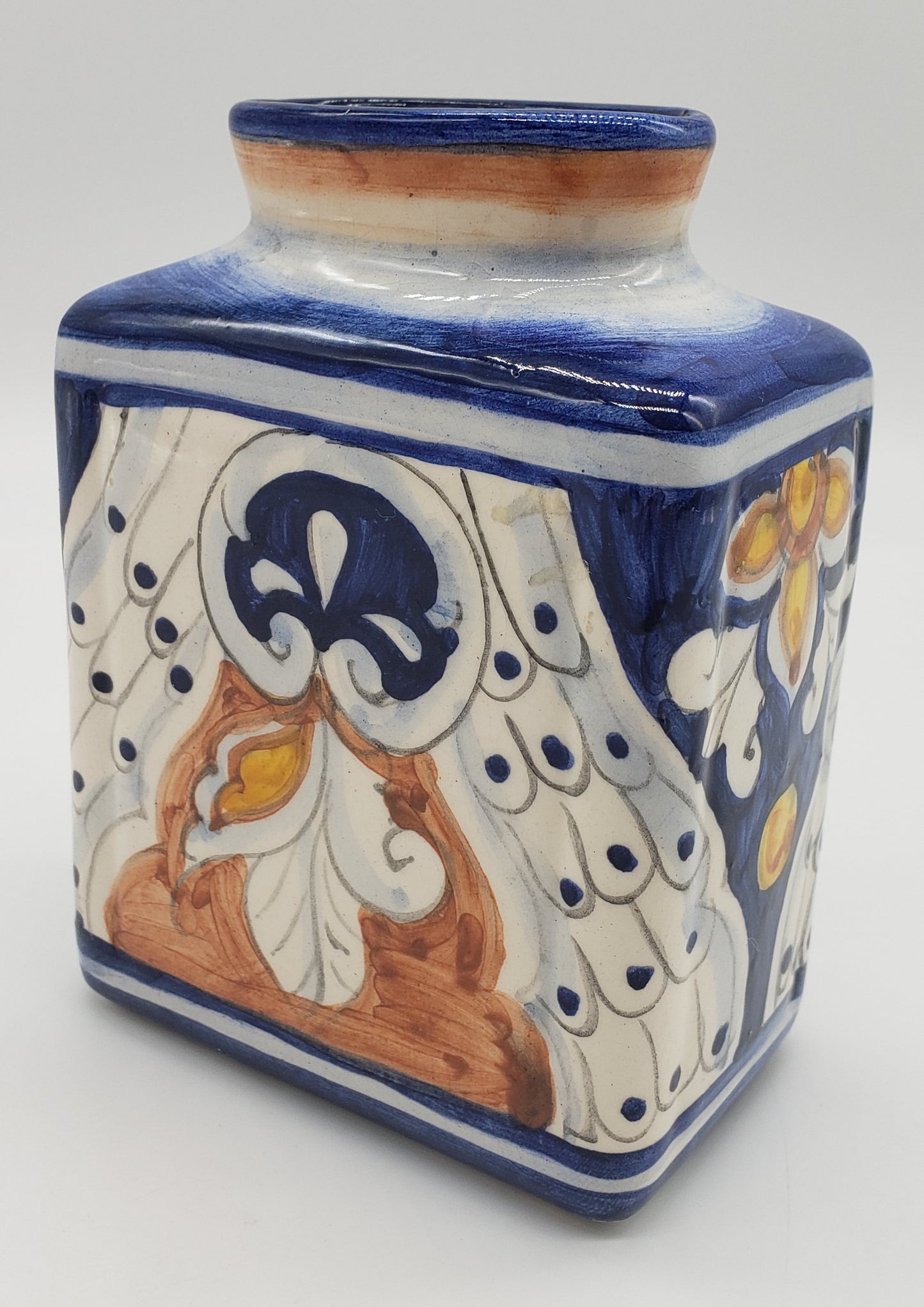 Talavera-Style Ceramic Vase Crafted in El Salvador