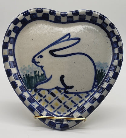 Heart Shaped Plate with Rabbit (salt glaze look)