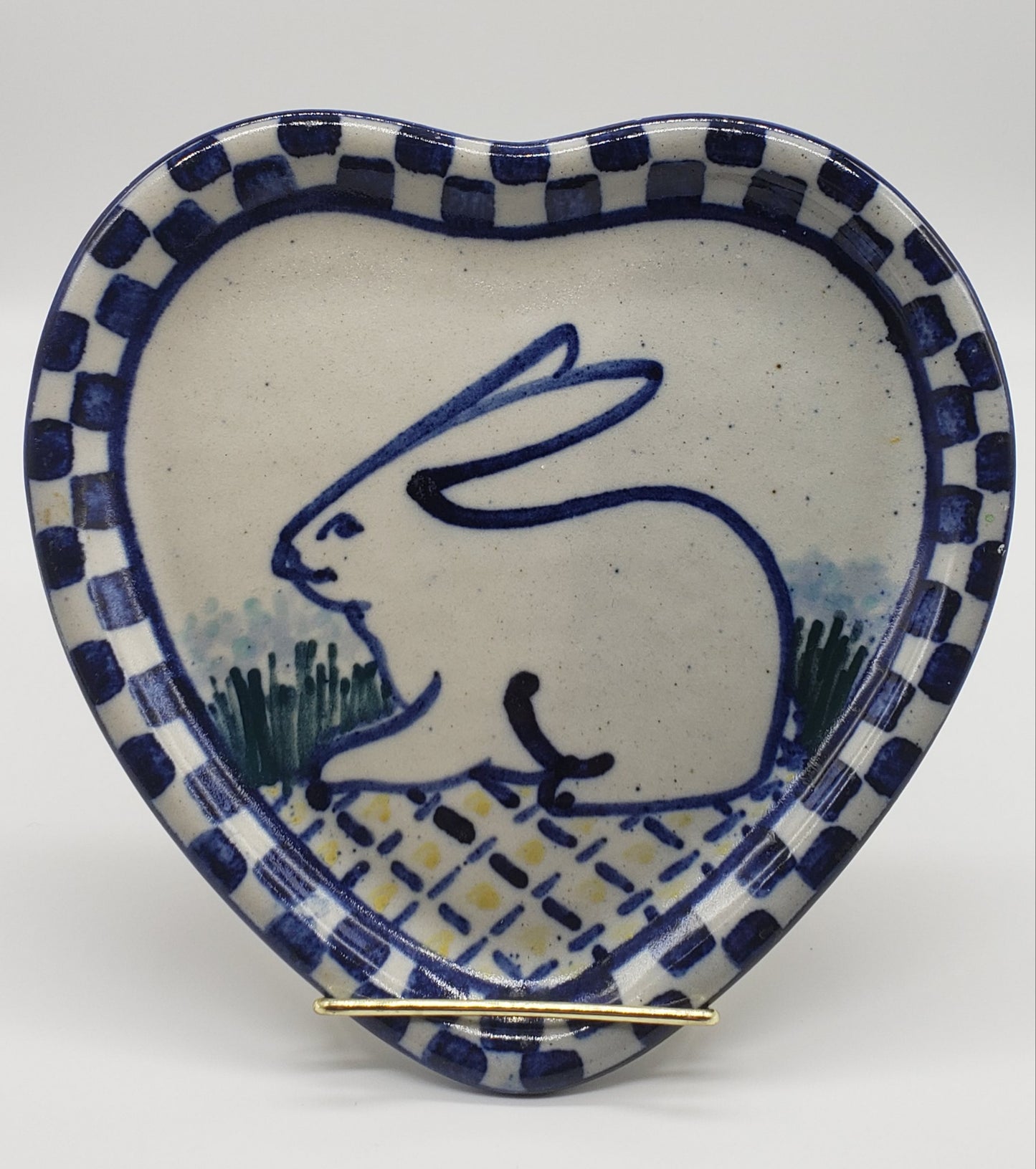 Heart Shaped Plate with Rabbit (salt glaze look)