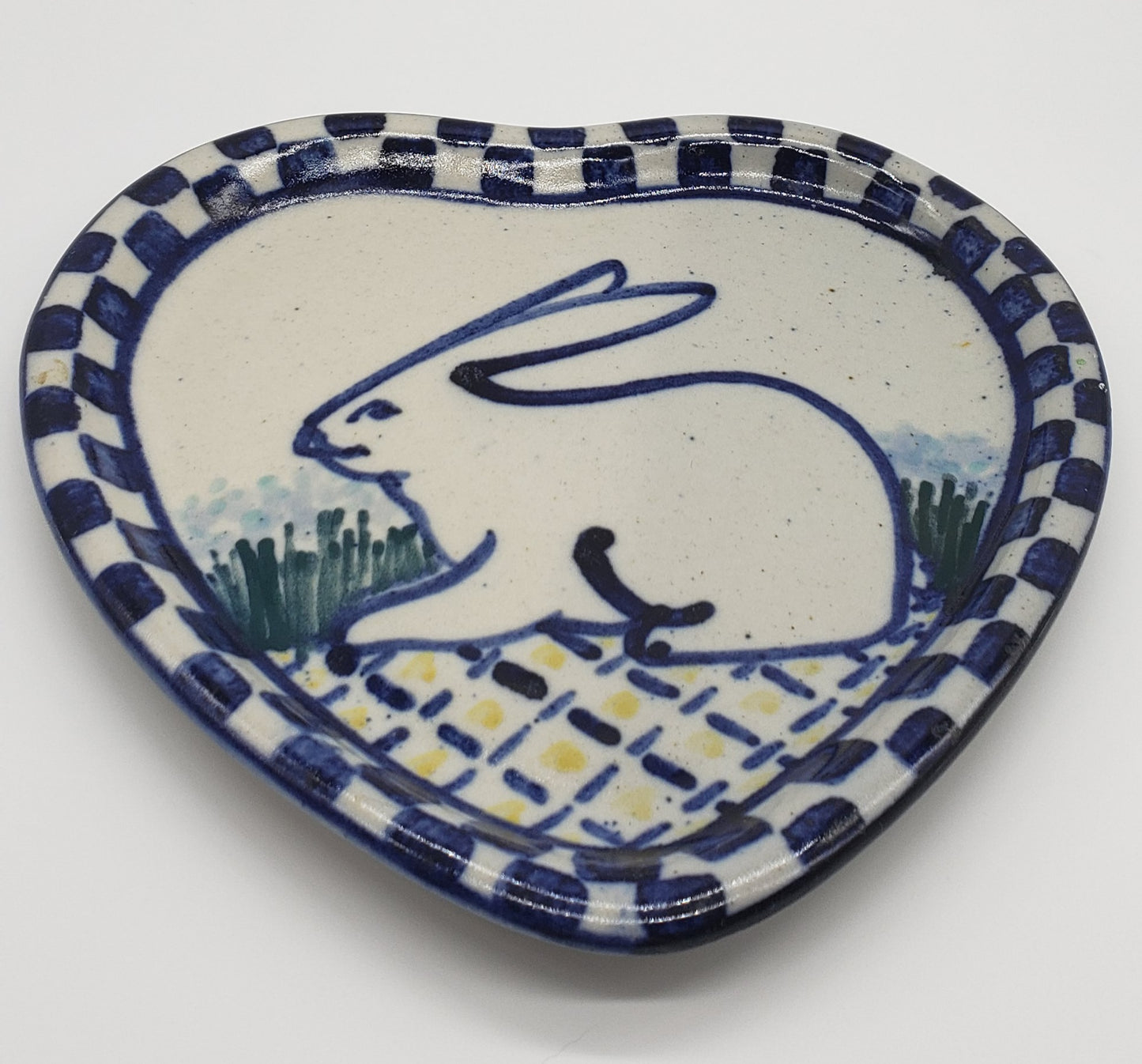 Heart Shaped Plate with Rabbit (salt glaze look)