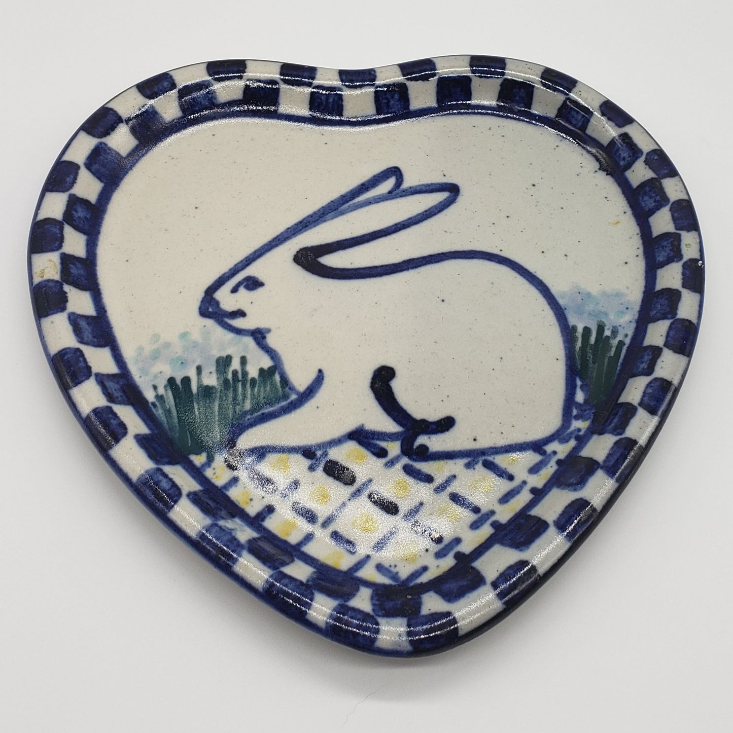 Heart Shaped Plate with Rabbit (salt glaze look)