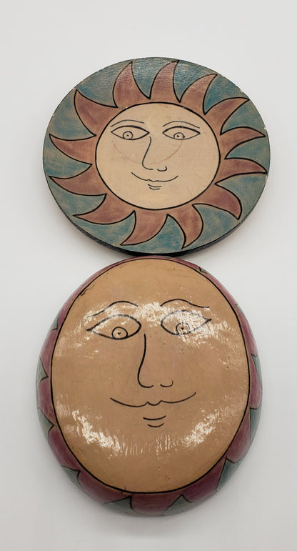 Folk Art Wooden Sun Bowl and Plate