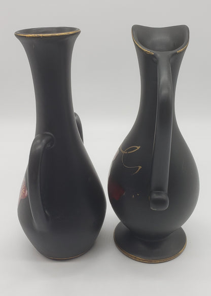 Oil and Vinegar bottles with red flowers