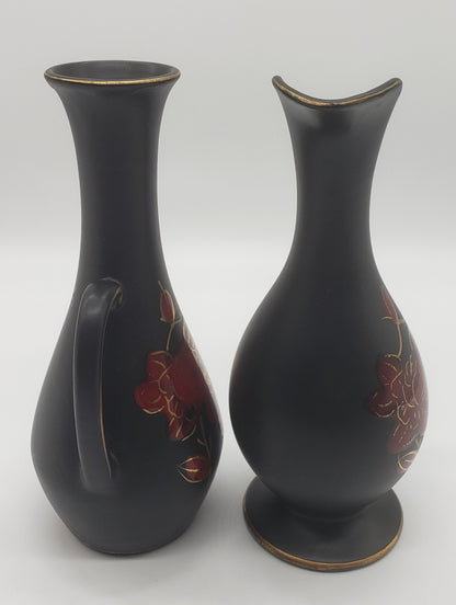 Oil and Vinegar bottles with red flowers