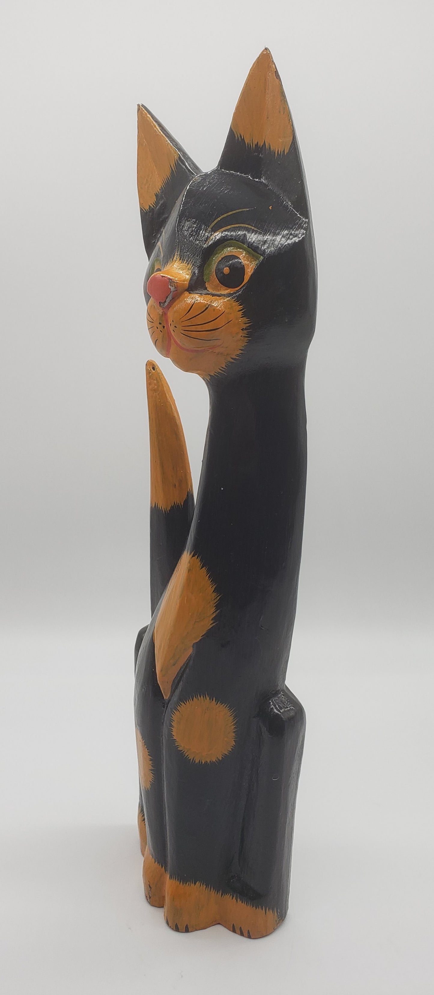 Folk Art Hand Carved Cat