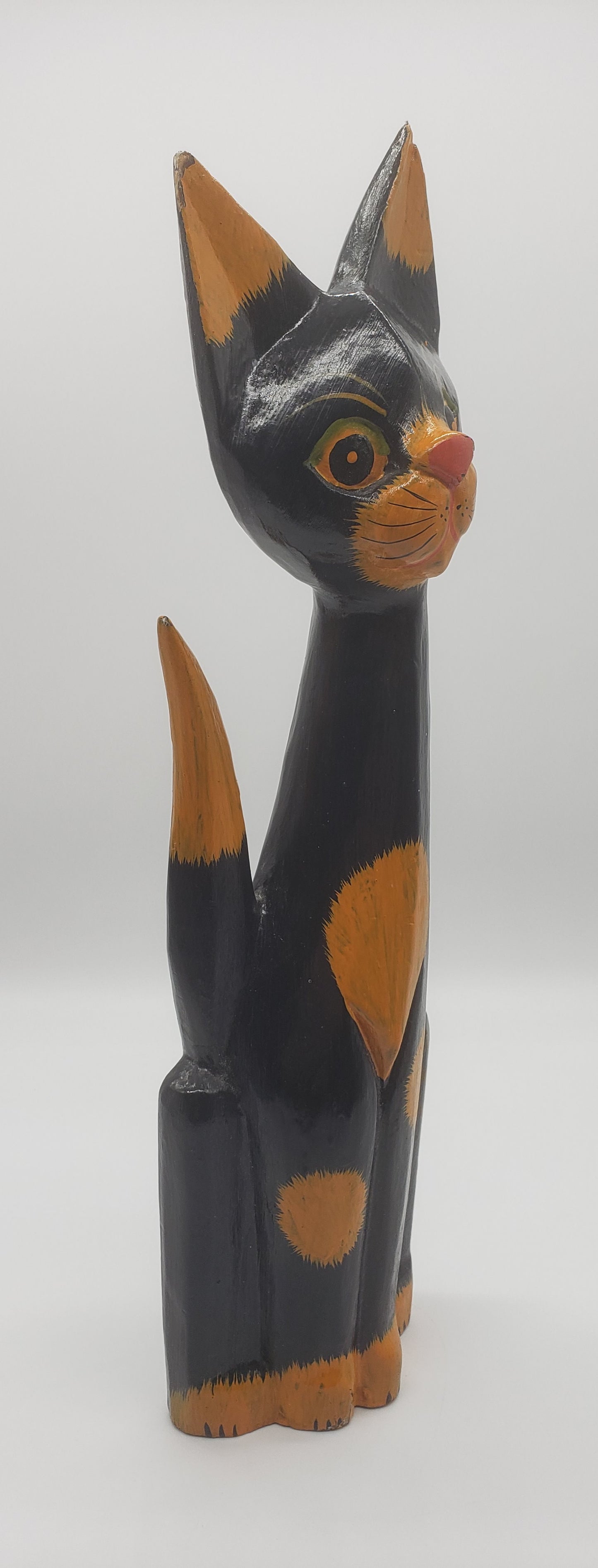 Folk Art Hand Carved Cat