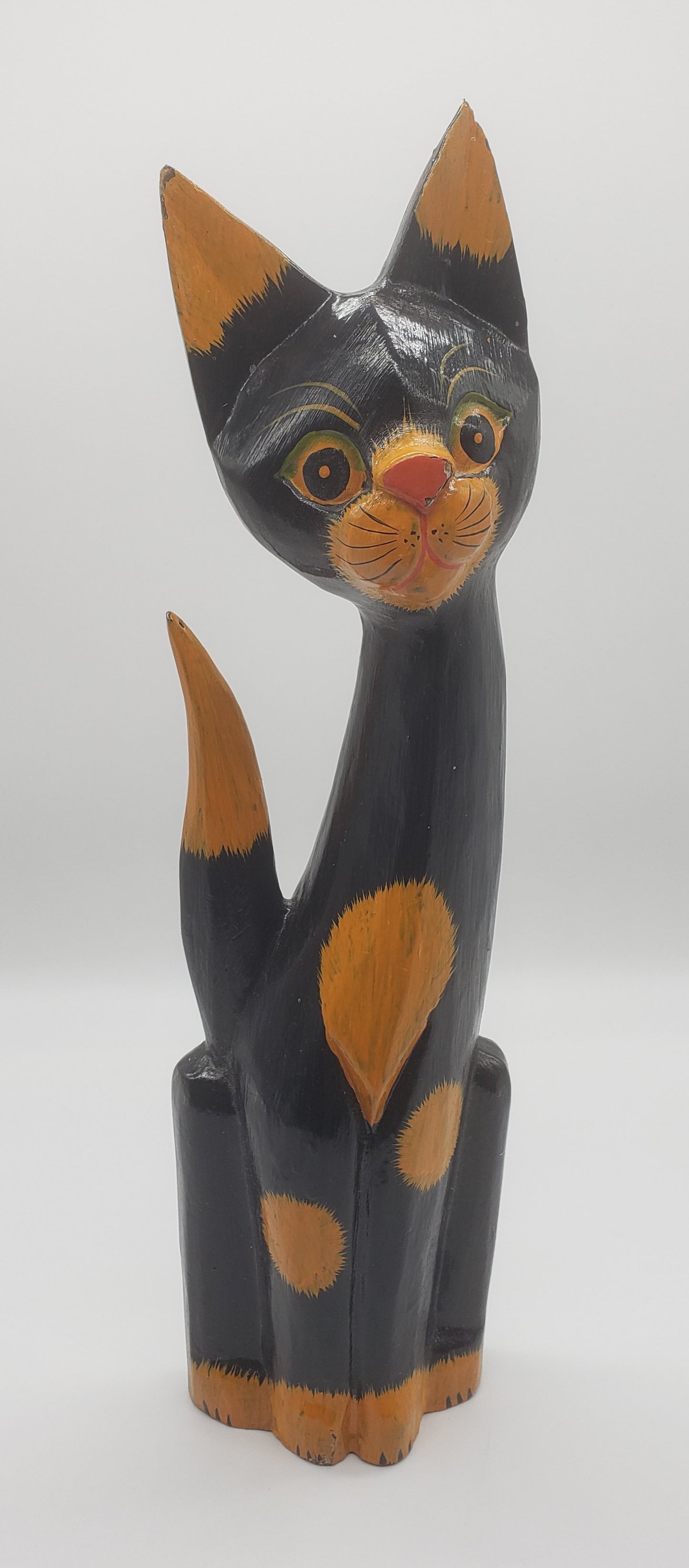 Folk Art Hand Carved Cat