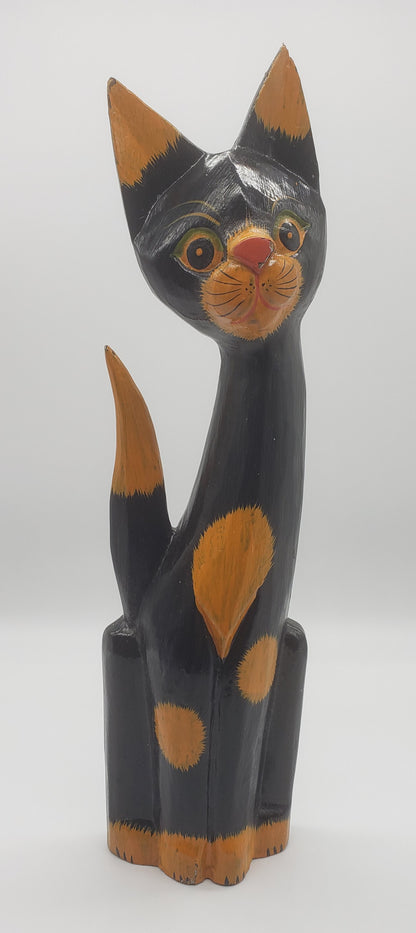 Folk Art Hand Carved Cat