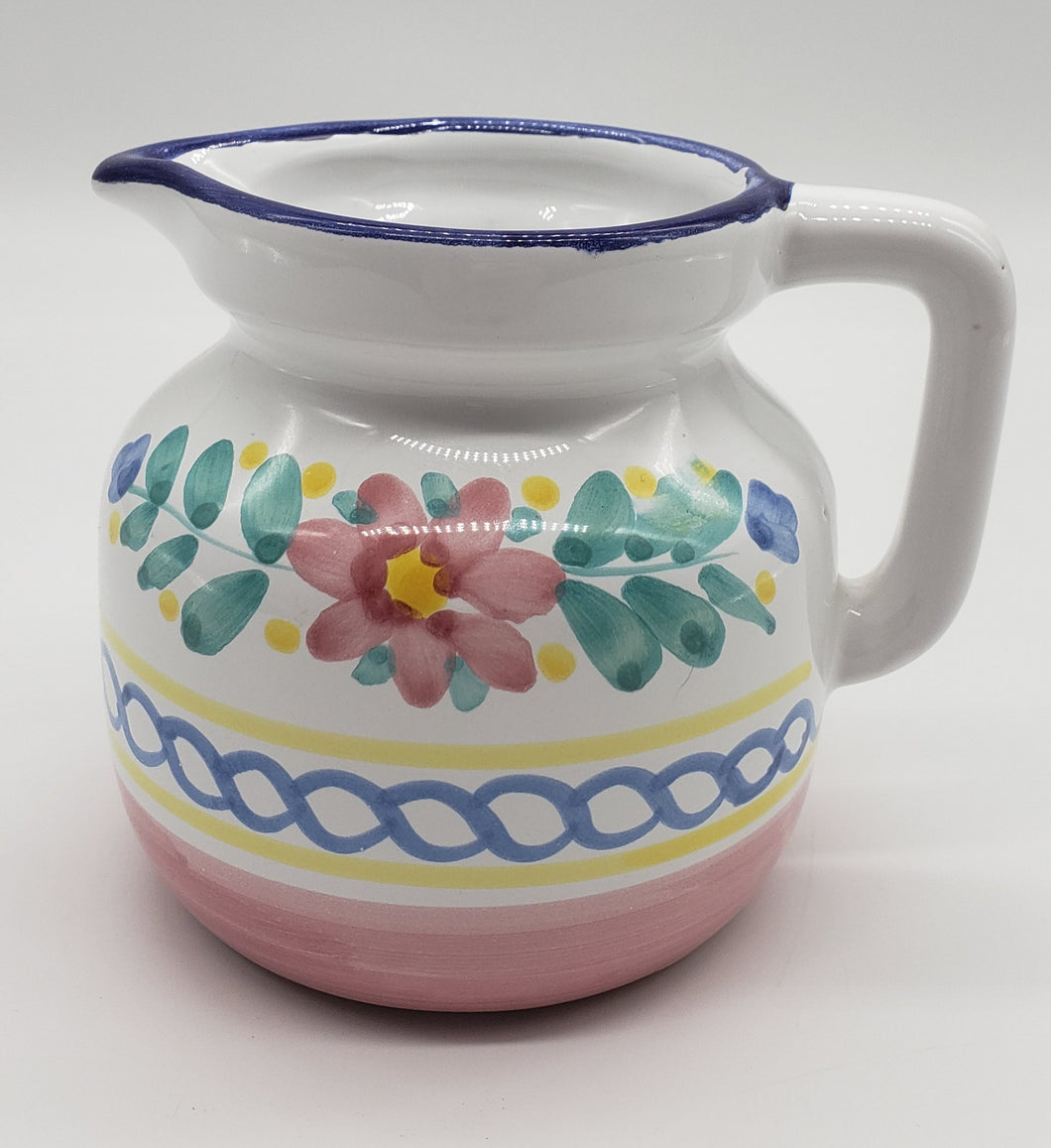 Italian Pottery creamer- Hand Painted Flower Design