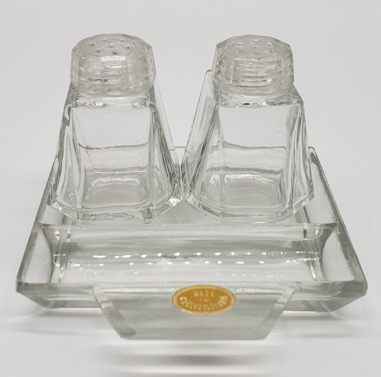 Bohemia Glass Salt & Pepper Shakers w/Crystal