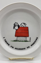 Load image into Gallery viewer, Vintage Snoopy Plate Allergic to Morning 1958 Charlie Brown Ceramic Peanut
