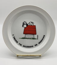 Load image into Gallery viewer, Vintage Snoopy Plate Allergic to Morning 1958 Charlie Brown Ceramic Peanut
