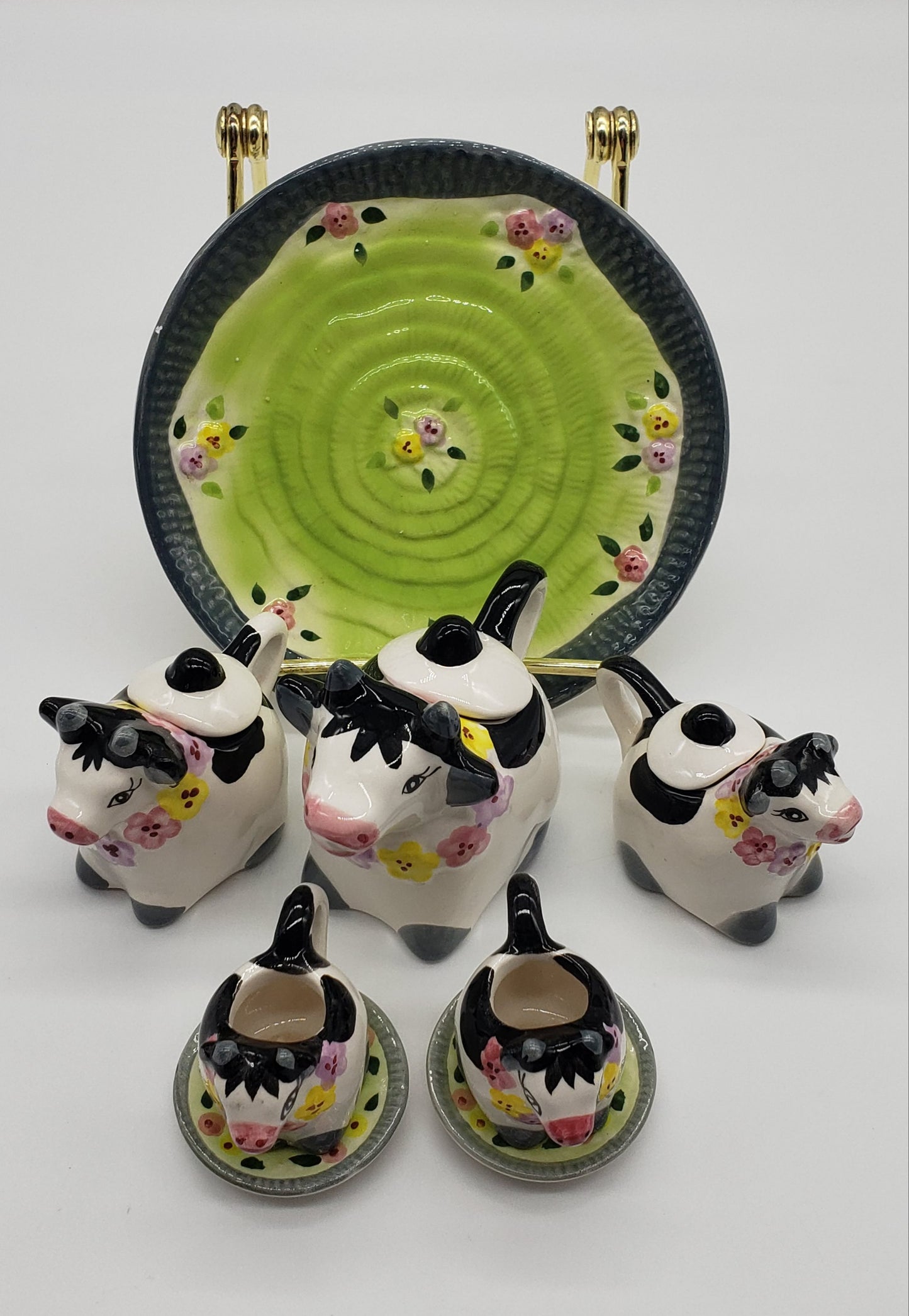 Mini cow ceramic tea set