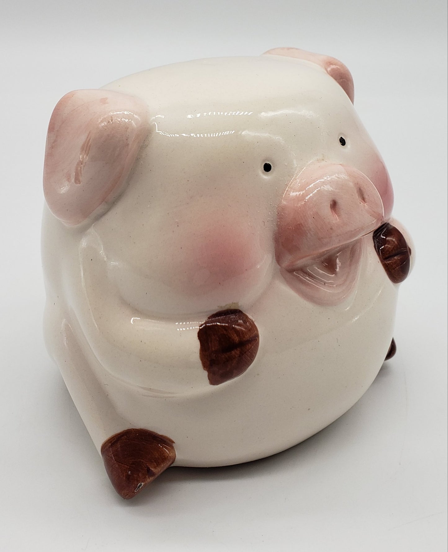 Vintage Porcelain Piggy Bank with Stopper