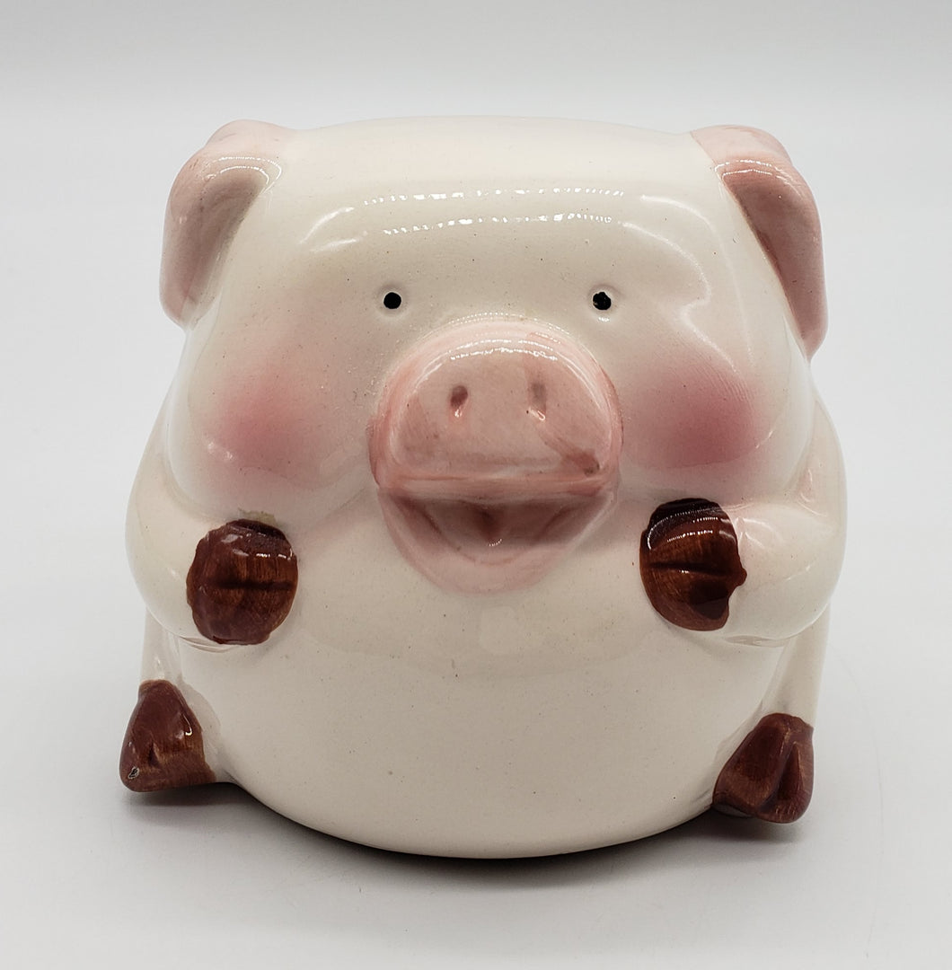 Vintage Porcelain Piggy Bank with Stopper