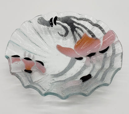 SYDENSTRICKER JAPANESE WATER IRIS BOWL Fused Art Glass