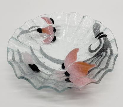 SYDENSTRICKER JAPANESE WATER IRIS BOWL Fused Art Glass