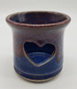 Pottery Candle Holder - Heart Cutouts, Artist Signed