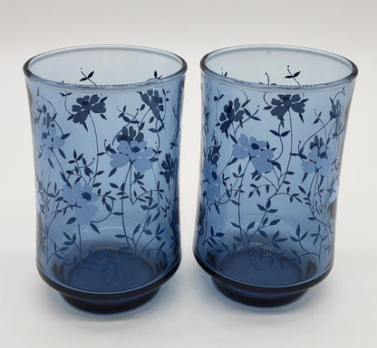 Blue Floral Libbey Juice Glasses