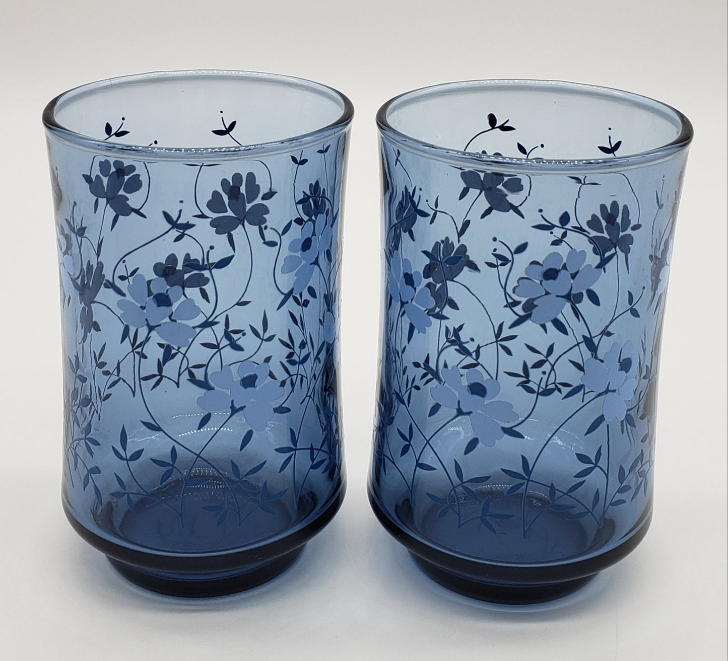 Blue Floral Libbey Juice Glasses