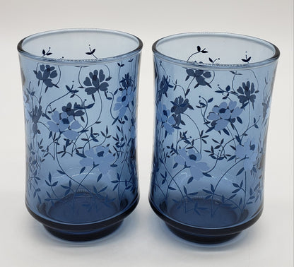 Blue Floral Libbey Juice Glasses