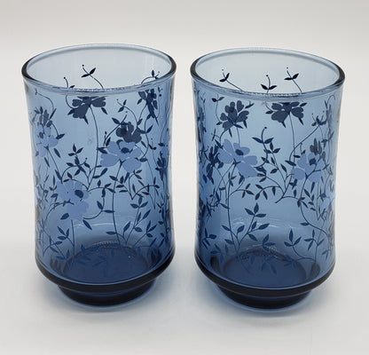 Blue Floral Libbey Juice Glasses