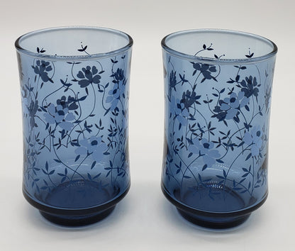 Blue Floral Libbey Juice Glasses