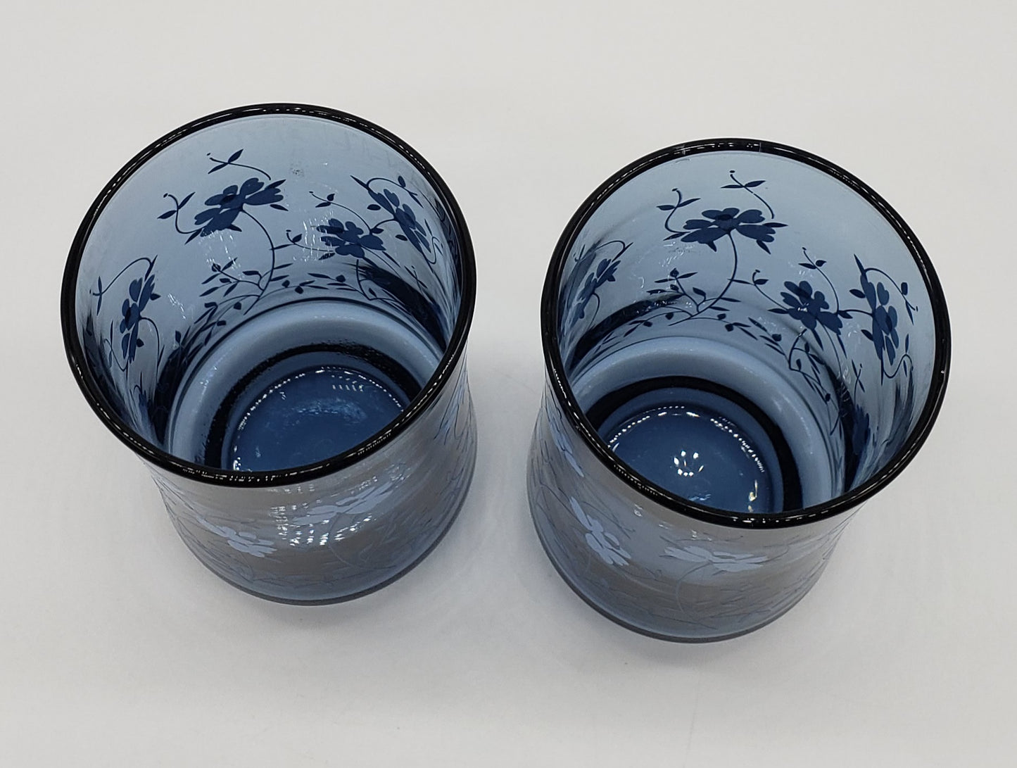 Blue Floral Libbey Juice Glasses