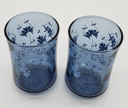 Blue Floral Libbey Juice Glasses