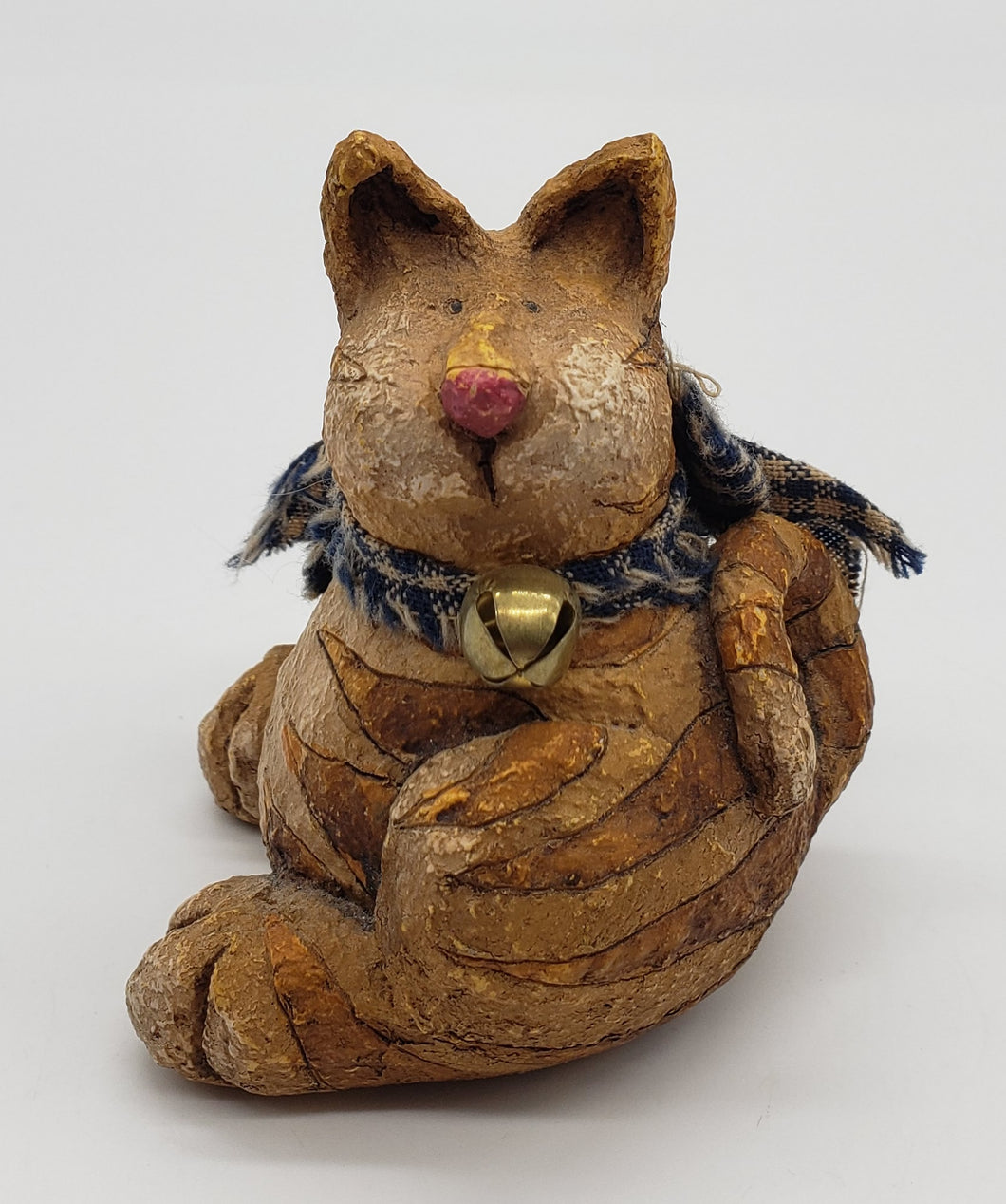 DAP Sitting Fat Cat Figurine with Bell and Ribbon