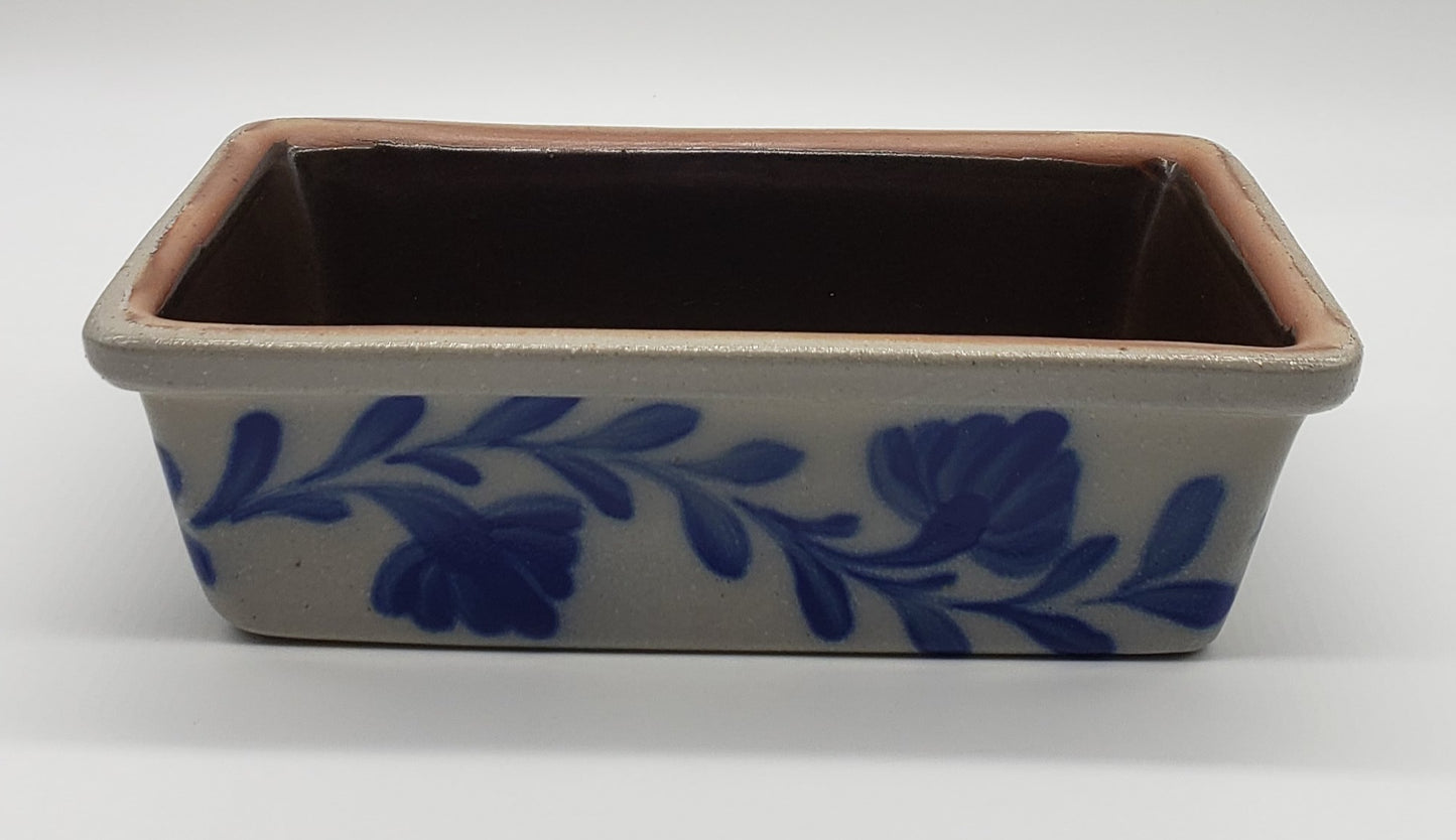 Salmon Falls Stoneware Pennsylvania Blue Salt Glazed Floral Loaf Pan Dish