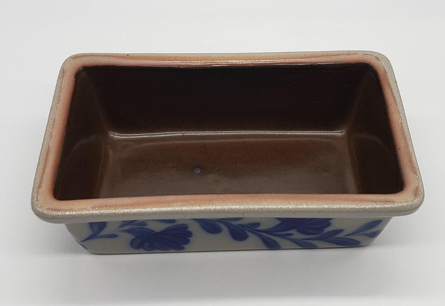 Salmon Falls Stoneware Pennsylvania Blue Salt Glazed Floral Loaf Pan Dish