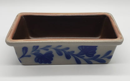 Salmon Falls Stoneware Pennsylvania Blue Salt Glazed Floral Loaf Pan Dish