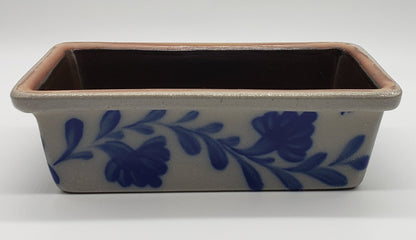 Salmon Falls Stoneware Pennsylvania Blue Salt Glazed Floral Loaf Pan Dish