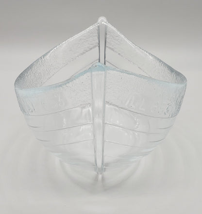 NYBRO Sweden Bohus Crystal Art Glass Bowl Boat LL 653 Paul Isling Design