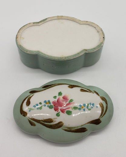 Elfinware Porcelain Blue Floral Jewelry Trinket Box