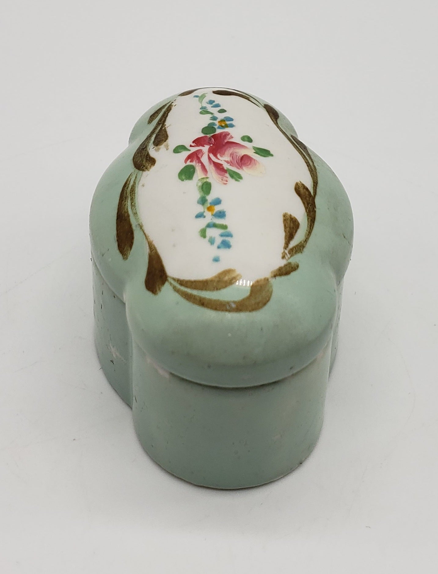 Elfinware Porcelain Blue Floral Jewelry Trinket Box