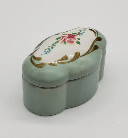 Elfinware Porcelain Blue Floral Jewelry Trinket Box