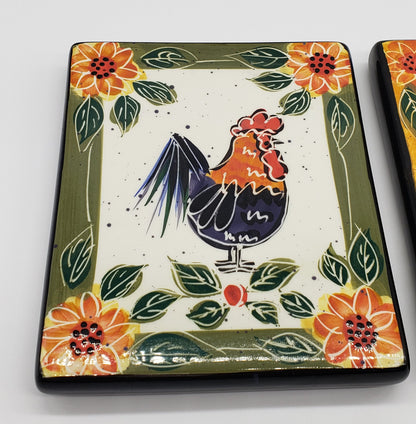 Julie Ueland Rooster / Chicken Ceramic Tiles