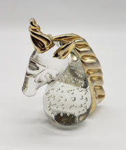Load image into Gallery viewer, Glass and Metallic Gold Unicorn Figurine Paperweight
