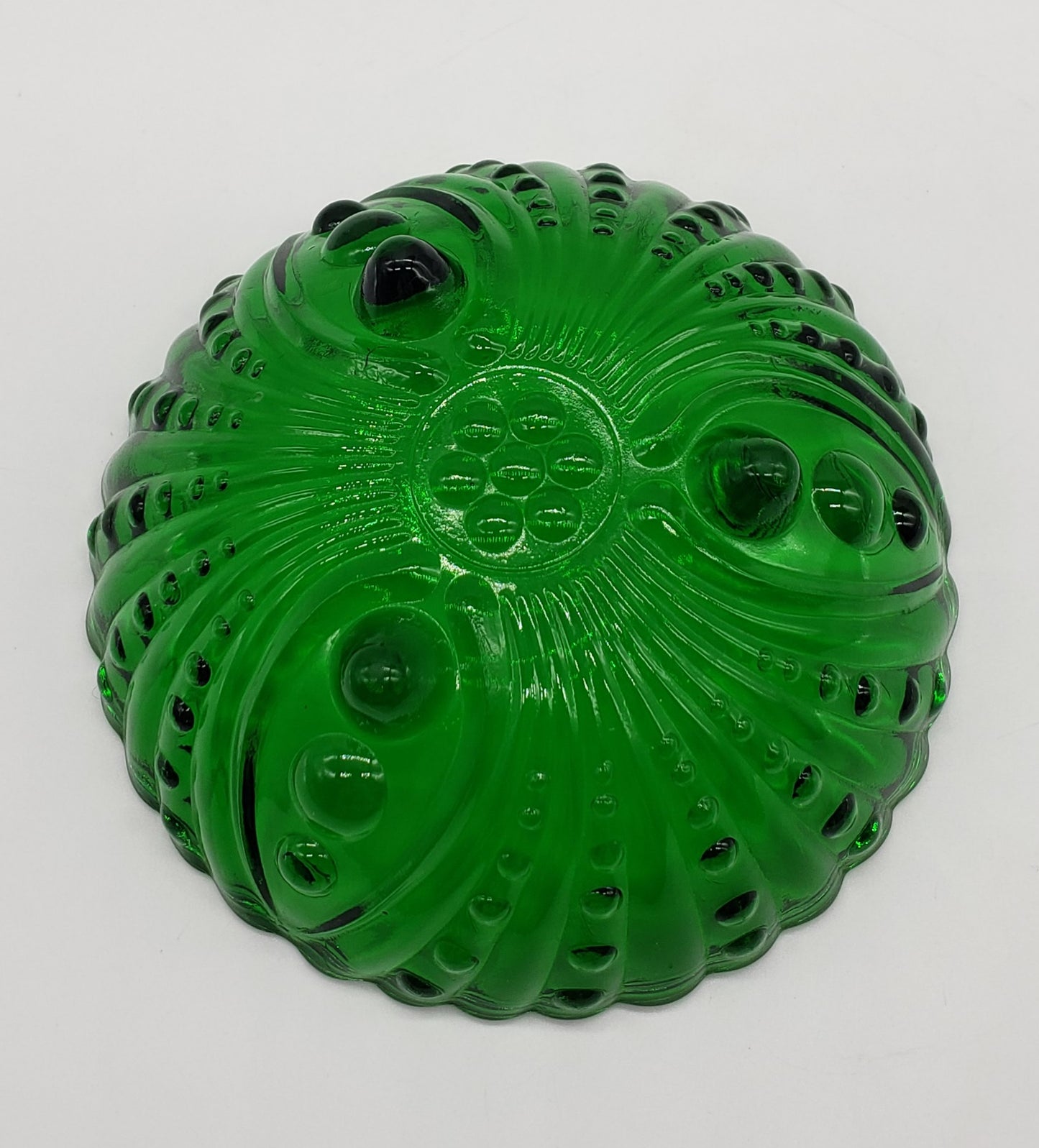 Anchor Hocking Emerald Forest Green Bubble Glass Footed Bowl